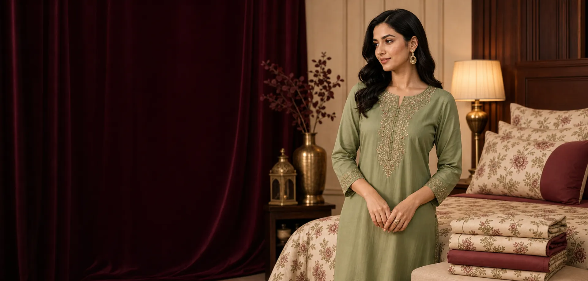Krishna Collection kurti and bedsheet editorial hero slide