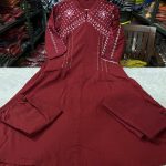 Krishna Collection Premium Embroidered Cotton Kurta Pant With Dupatta Set - Maroon