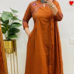 Krishna Collection Premium Embroidered Cotton Kurta Pant With Dupatta Set - Mustard