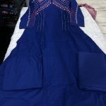 Krishna Collection Premium Embroidered Cotton Kurta Pant With Dupatta Set - Royal Blue